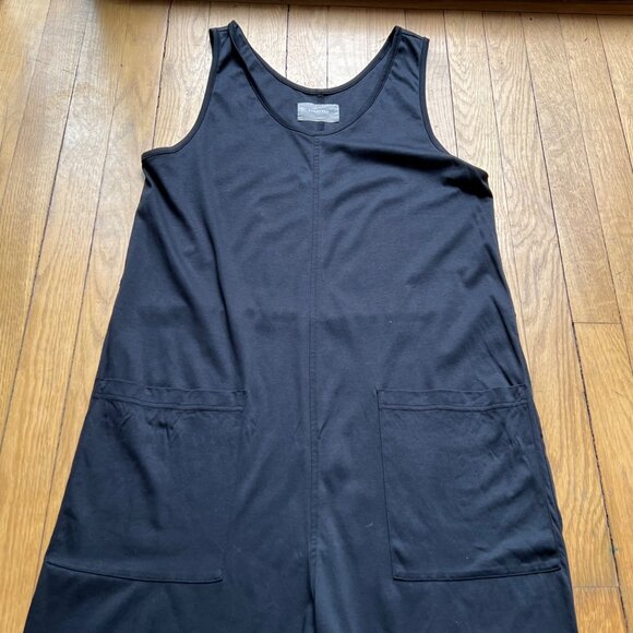 Everlane Size L Black The Luxe Cotton Sleeveless Cropped Wide Leg Jumpsuit - Picture 5 of 16